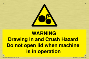 Warning Drawing in and Crush Hazard